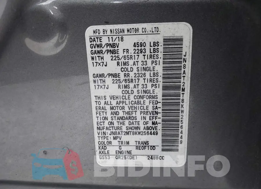 JN8AT2MT8KW256449 Photo# 9