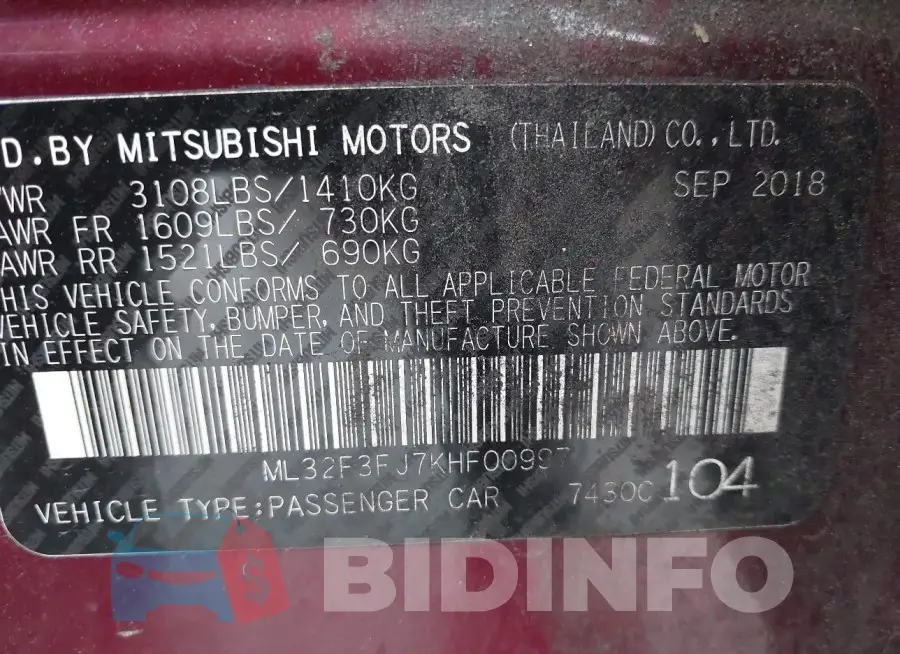ML32F3FJ7KHF00997 Photo# 9