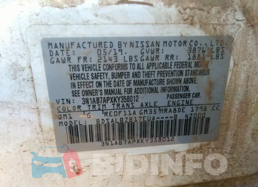 3N1AB7APXKY358012 Photo# 9