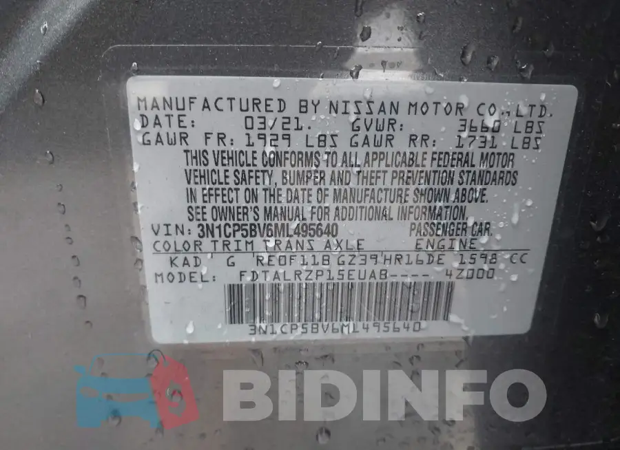 3N1CP5BV6ML495640 Photo# 9