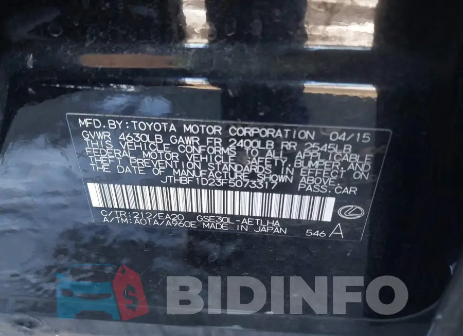 JTHBF1D23F5073317 Photo# 9