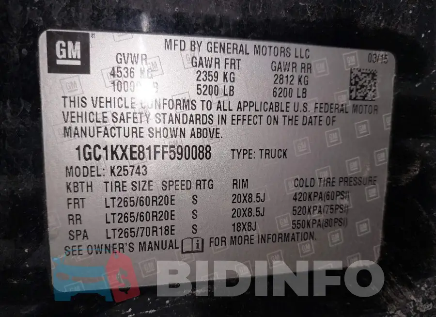 1GC1KXE81FF590088 Photo# 9