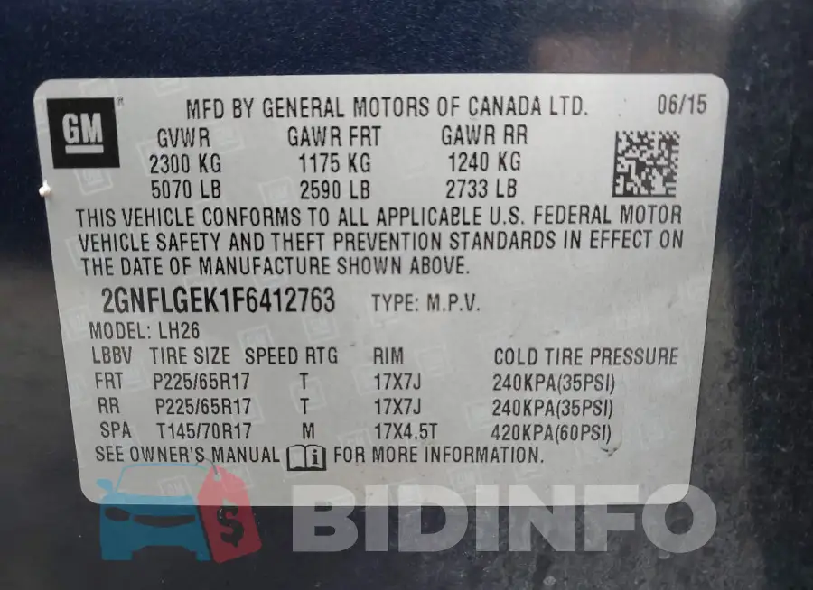 2GNFLGEK1F6412763 Photo# 9