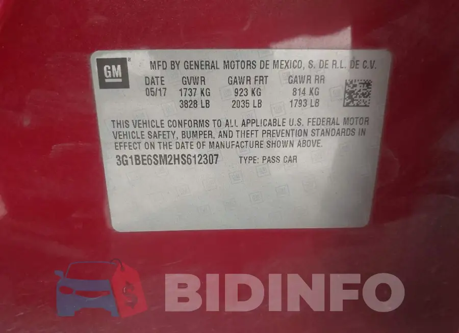 3G1BE6SM2HS612307 Photo# 9