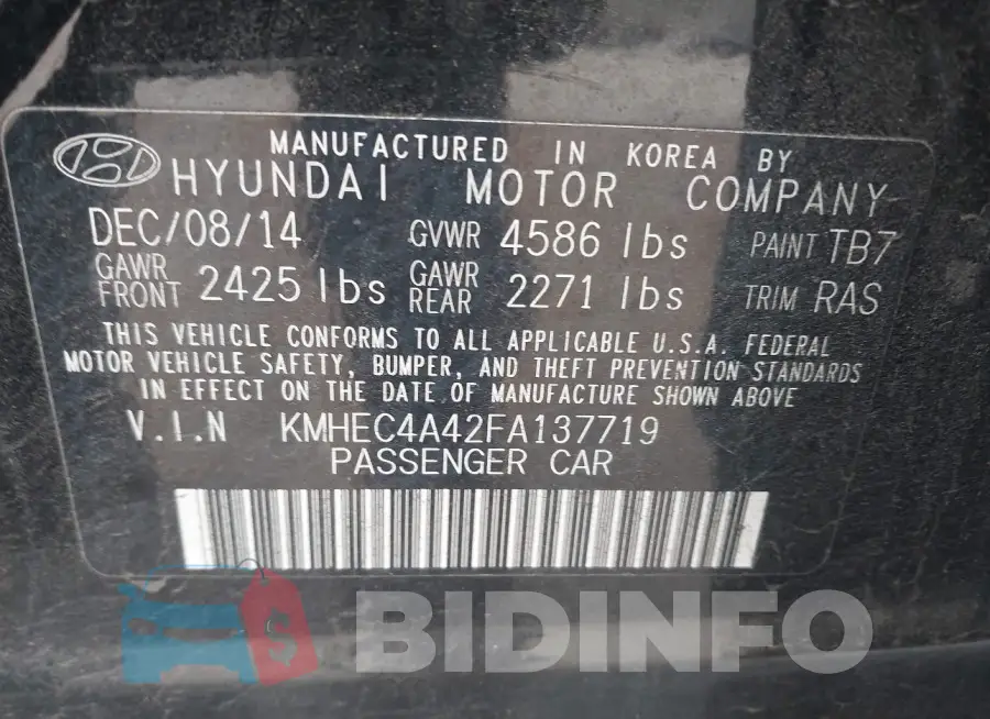KMHEC4A42FA137719 Photo# 9