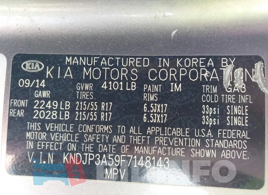 KNDJP3A59F7148143 Photo# 9