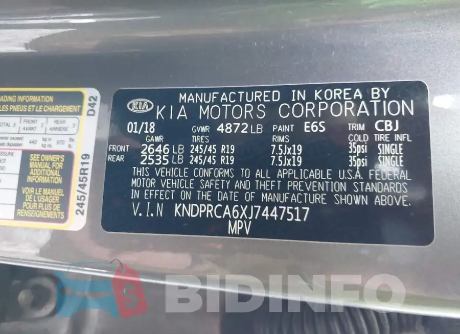 KNDPRCA6XJ7447517 Photo# 9