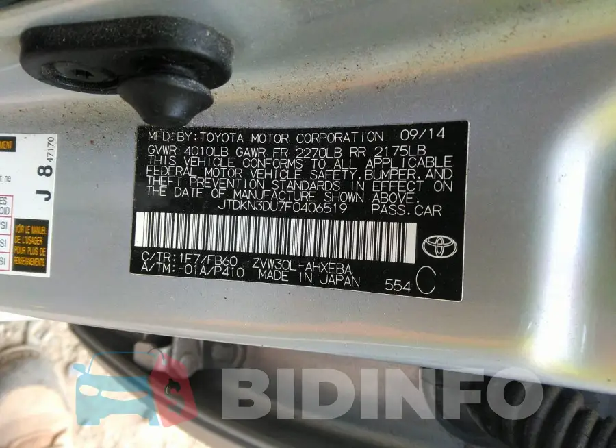 JTDKN3DU7F0406519 Photo# 9