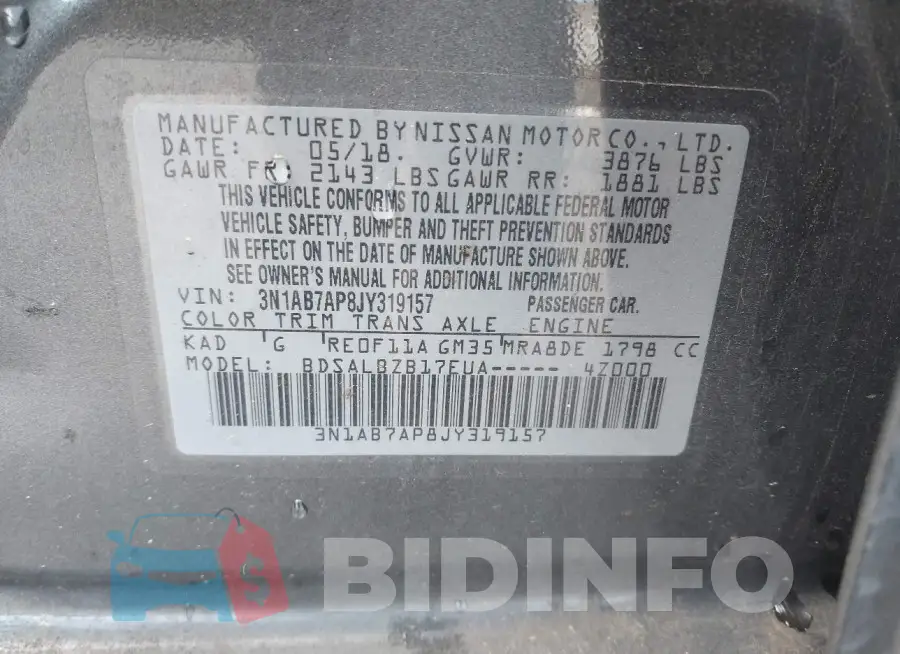 3N1AB7AP8JY319157 Photo# 9