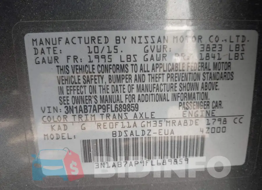 3N1AB7AP9FL689859 Photo# 9