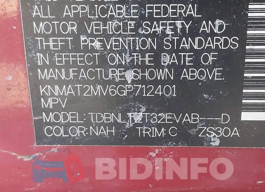 KNMAT2MV6GP712401 Photo# 9