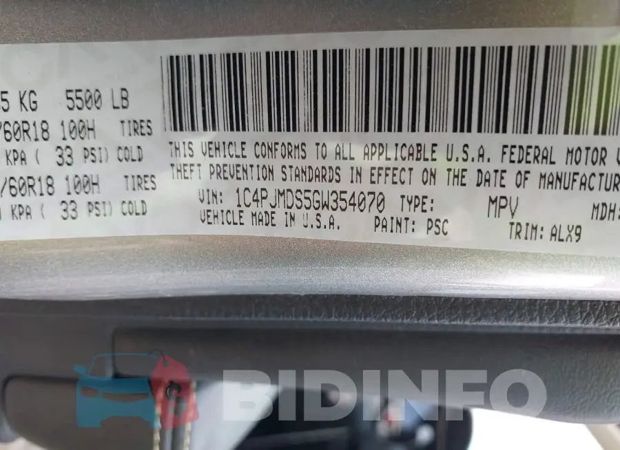 1C4PJMDS5GW354070 Photo# 9