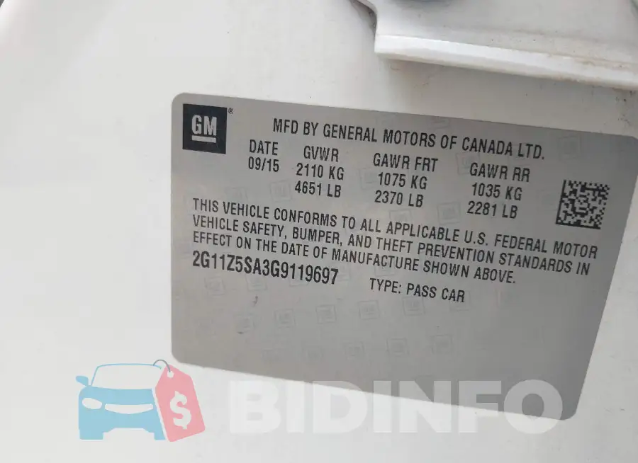 2G11Z5SA3G9119697 Photo# 9