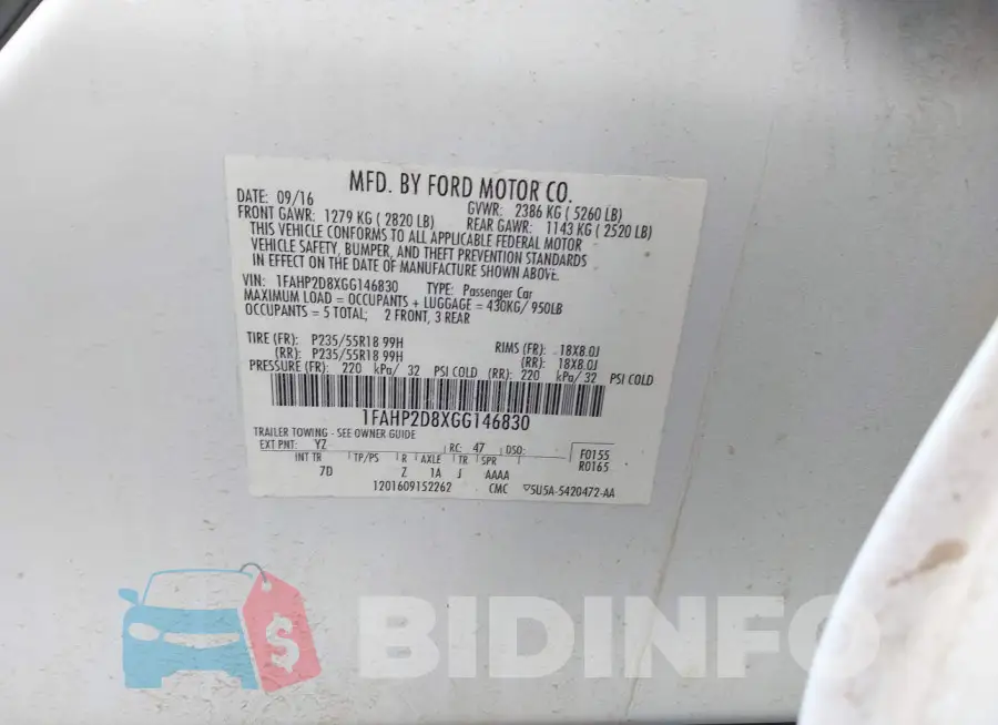 1FAHP2D8XGG146830 Photo# 9