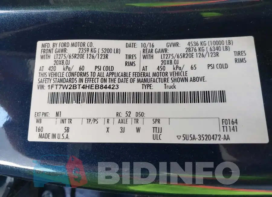1FT7W2BT4HEB84423 Photo# 9