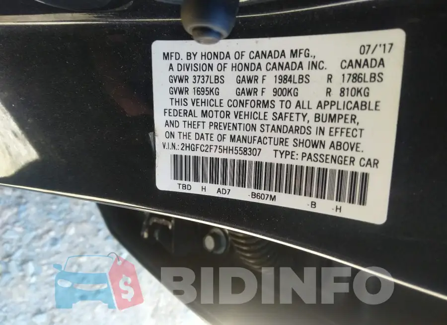 2HGFC2F75HH558307 Photo# 9