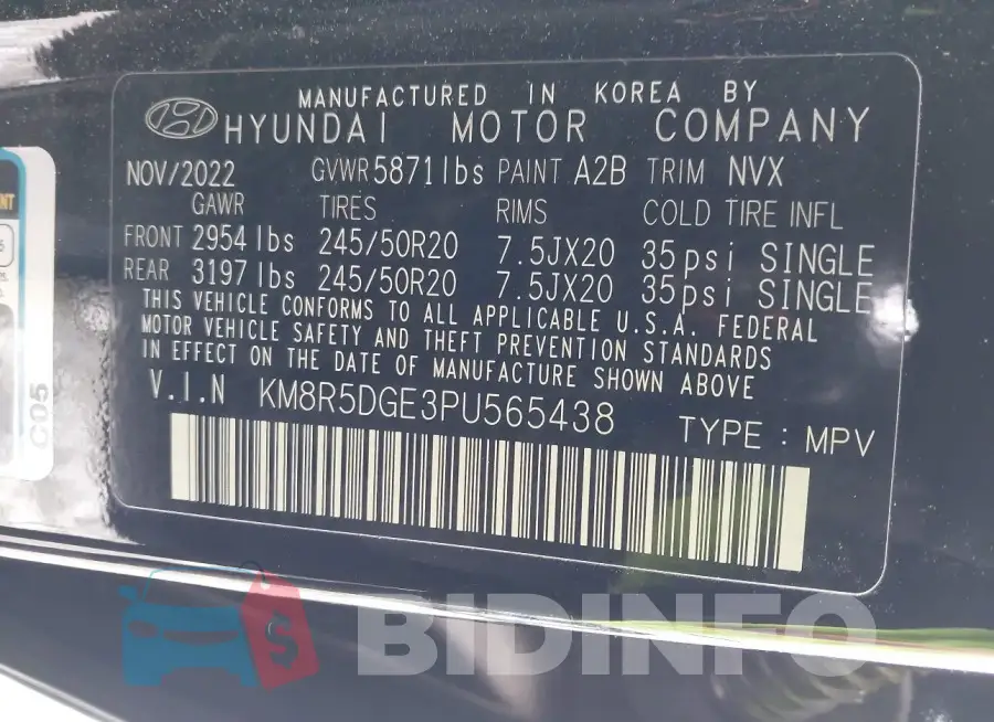 KM8R5DGE3PU565438 Photo# 9