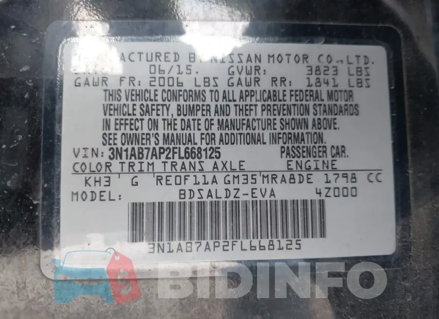 3N1AB7AP2FL668125 Photo# 9