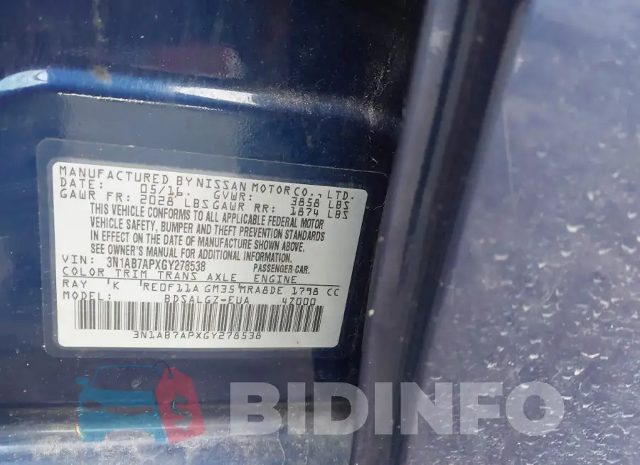 3N1AB7APXGY278538 Photo# 9