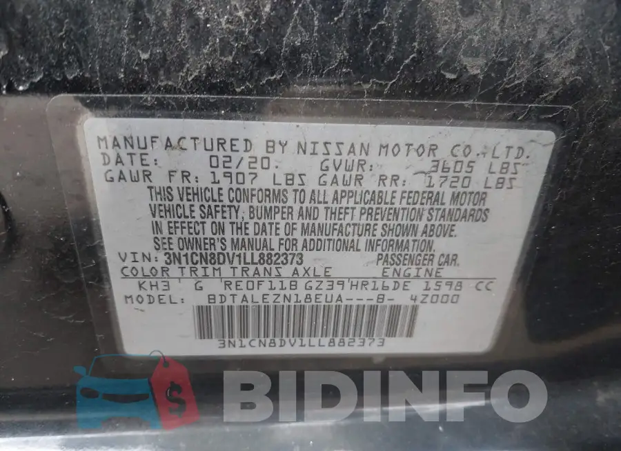 3N1CN8DV1LL882373 Photo# 9