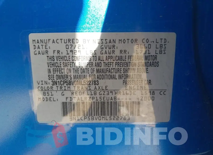 3N1CP5BV0ML522783 Photo# 9
