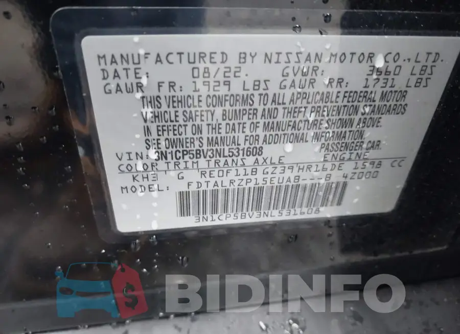 3N1CP5BV3NL531608 Photo# 9