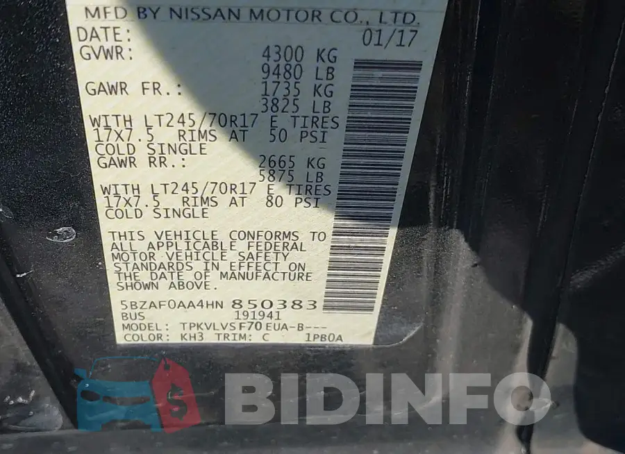 5BZAF0AA4HN850383 Photo# 9