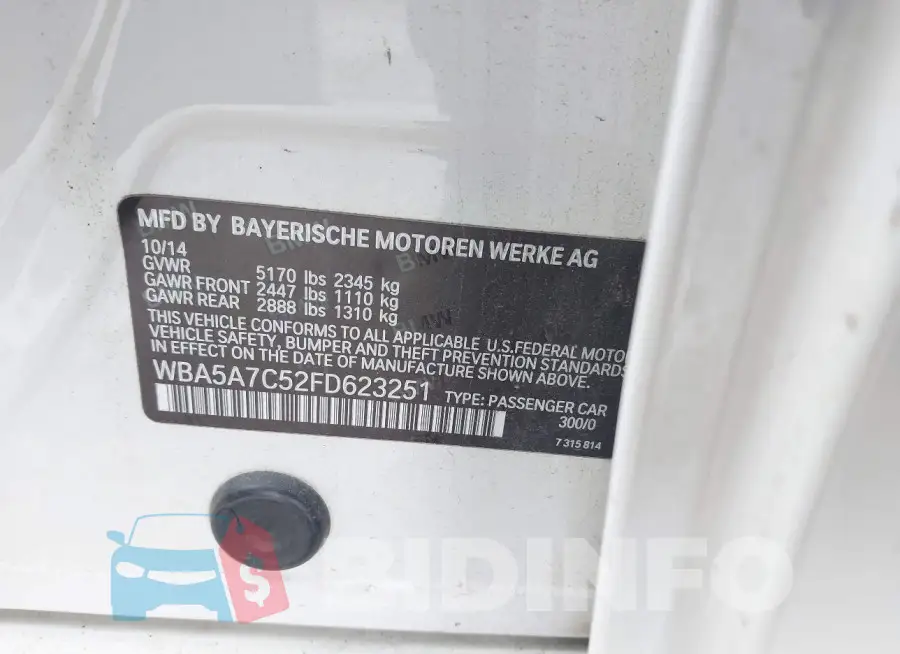 WBA5A7C52FD623251 Photo# 9