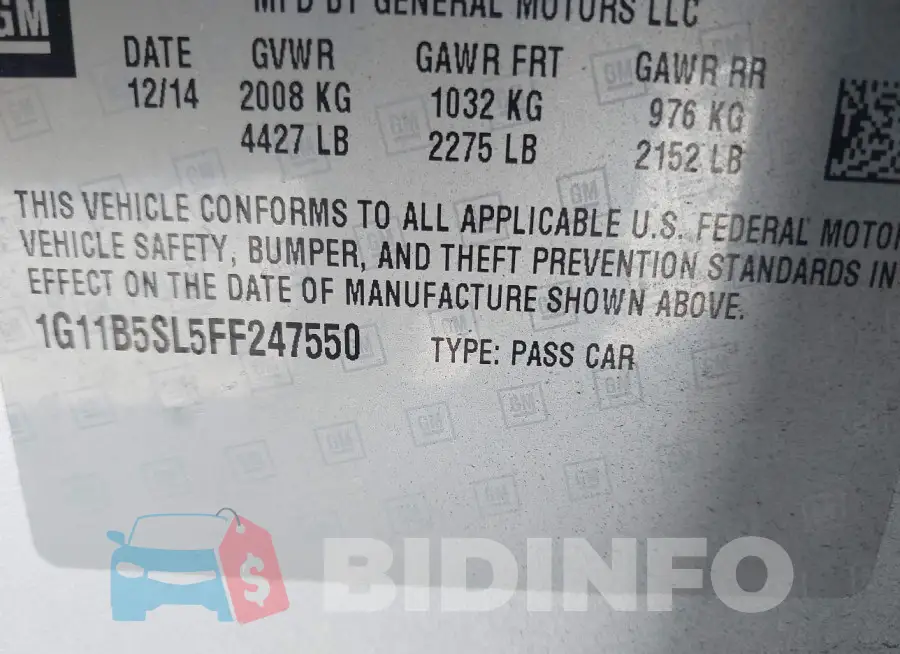 1G11B5SL5FF247550 Photo# 9