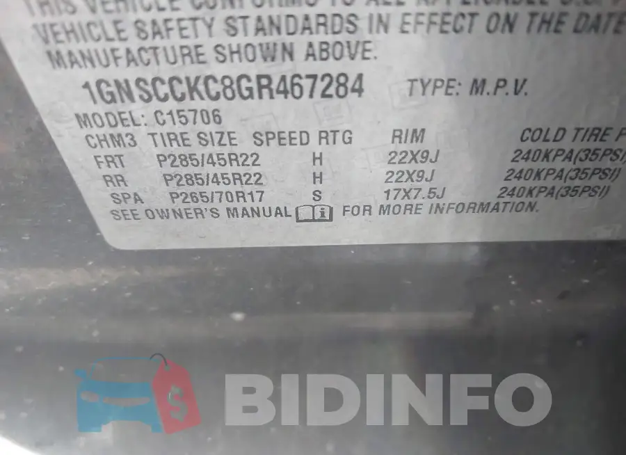1GNSCCKC8GR467284 Photo# 9