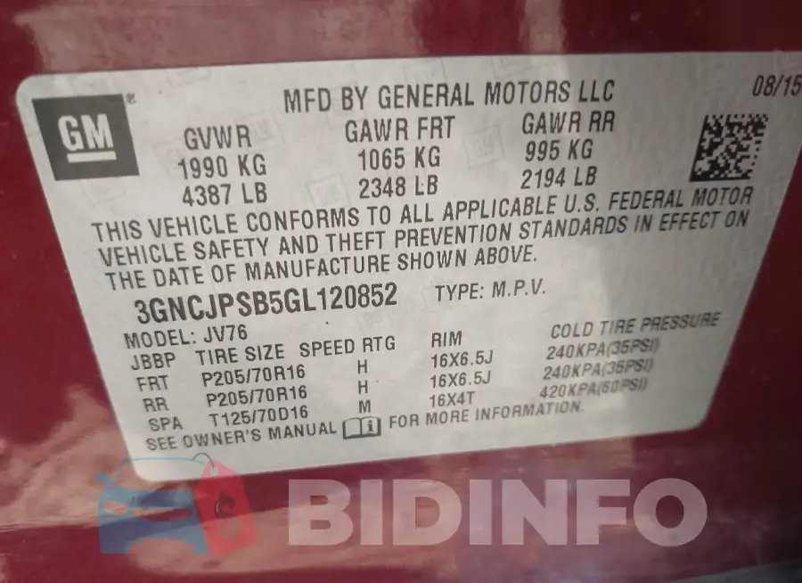 3GNCJPSB5GL120852 Photo# 9