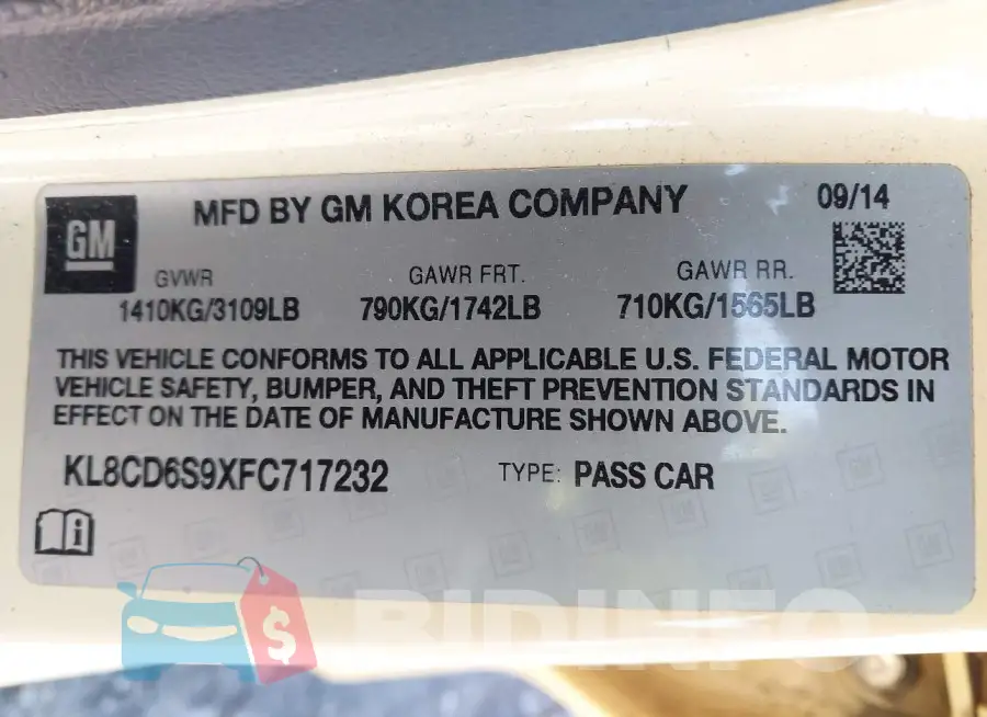 KL8CD6S9XFC717232 Photo# 9