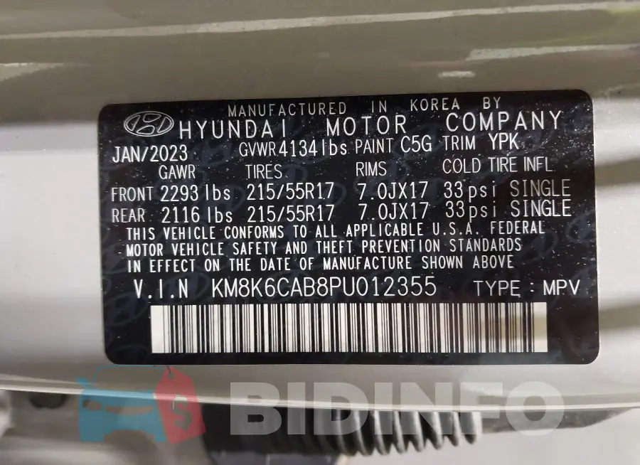 KM8K6CAB8PU012355 Photo# 9