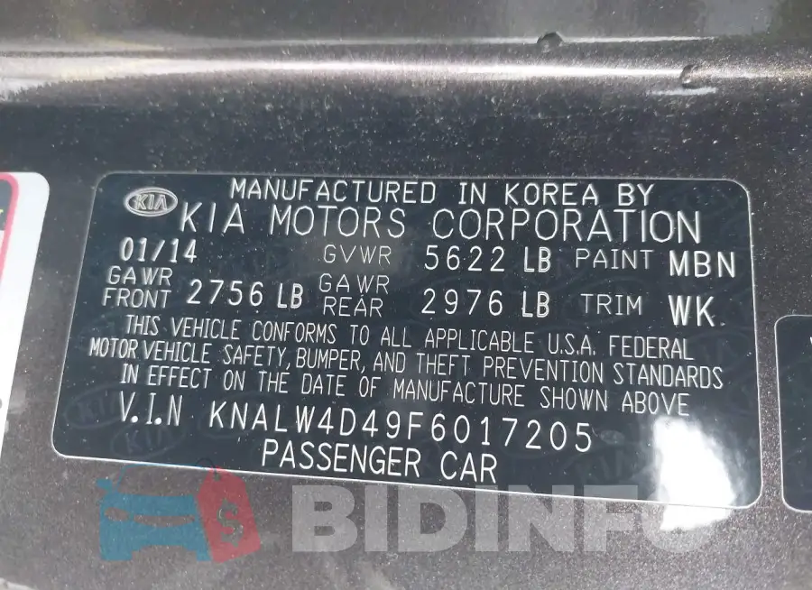 KNALW4D49F6017205 Photo# 9