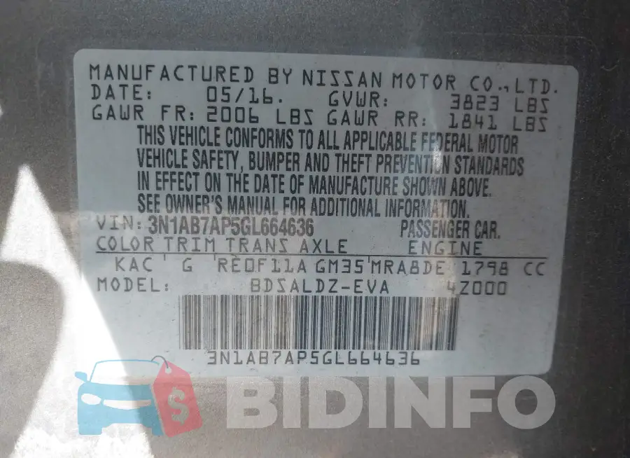 3N1AB7AP5GL664636 Photo# 9