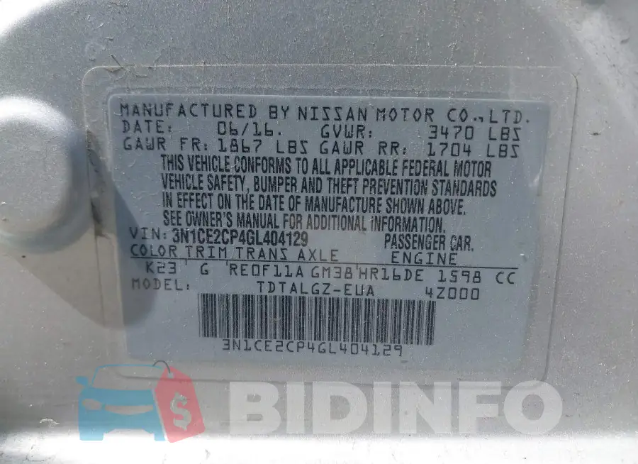 3N1CE2CP4GL404129 Photo# 9