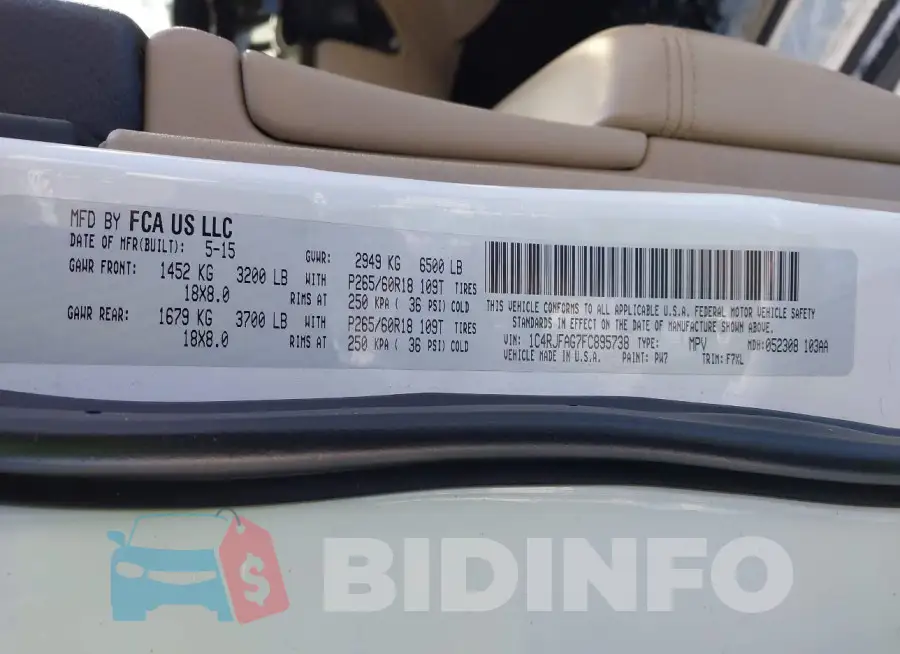 1C4RJFAG7FC895738 Photo# 9