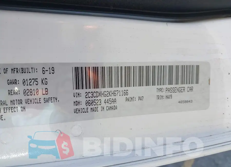 2C3CDXHG2KH671166 Photo# 9