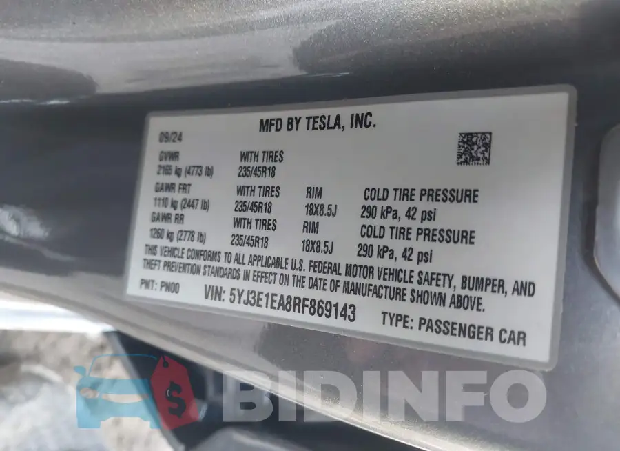 5YJ3E1EA8RF869143 Photo# 9