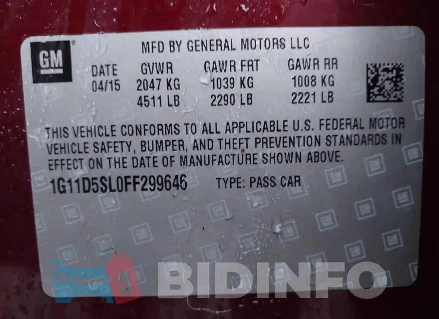 1G11D5SL0FF299646 Photo# 9