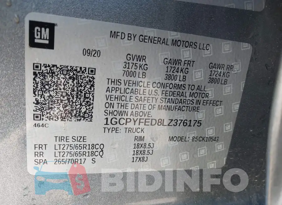 1GCPYFED8LZ376175 Photo# 9