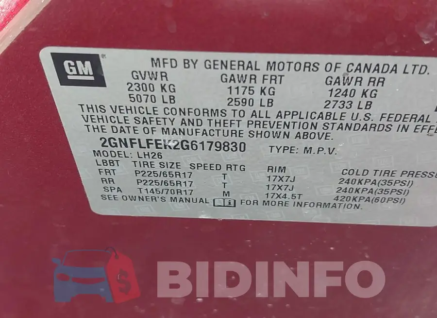 2GNFLFEK2G6179830 Photo# 9