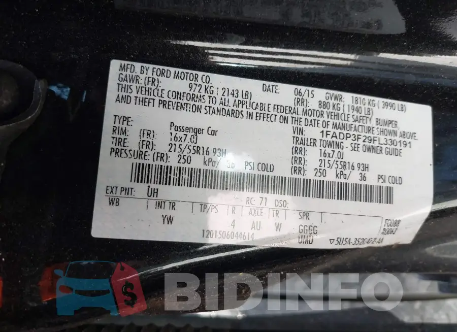 1FADP3F29FL330191 Photo# 9
