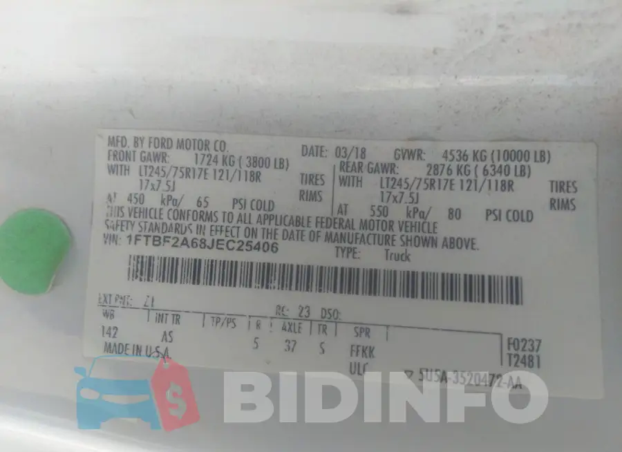1FTBF2A68JEC25406 Photo# 9