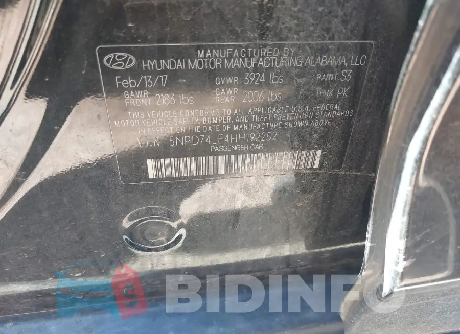 5NPD74LF4HH192252 Photo# 9