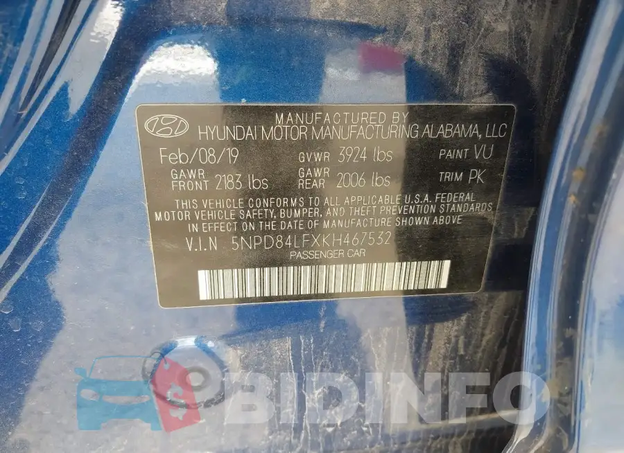 5NPD84LFXKH467532 Photo# 9