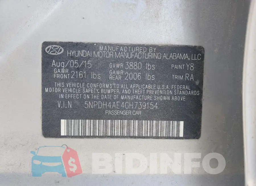 5NPDH4AE4GH739154 Photo# 9