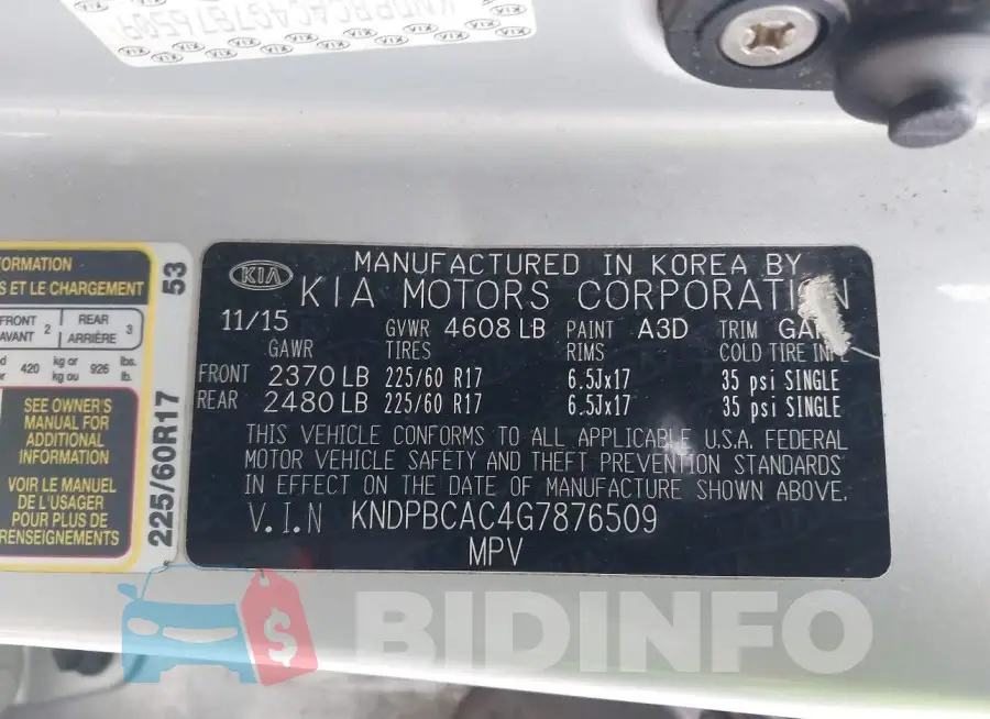 KNDPBCAC4G7876509 Photo# 9