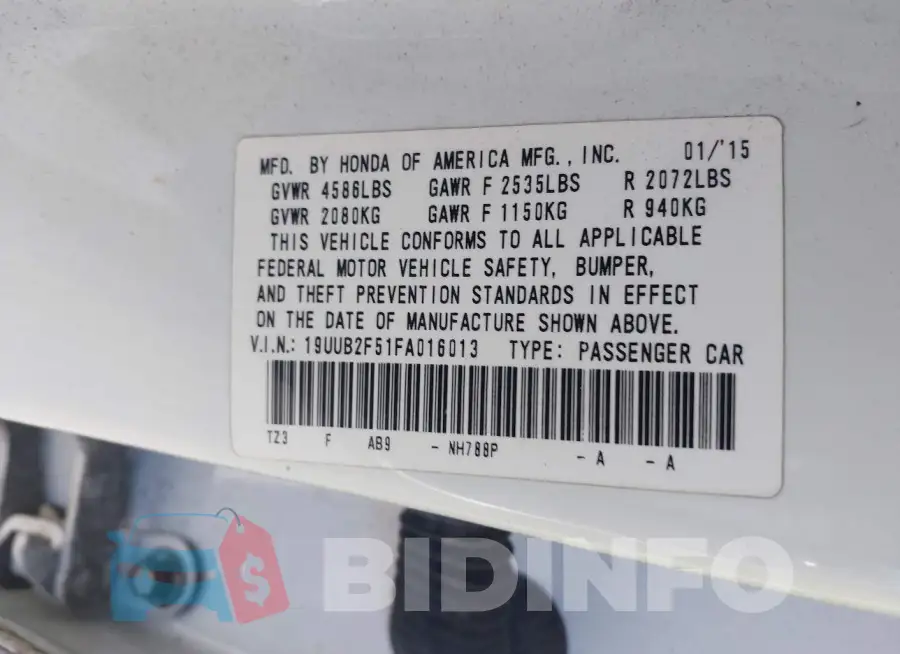 19UUB2F51FA016013 Photo# 9