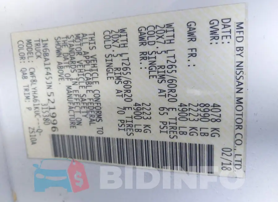 1N6BA1F45JN521996 Photo# 9